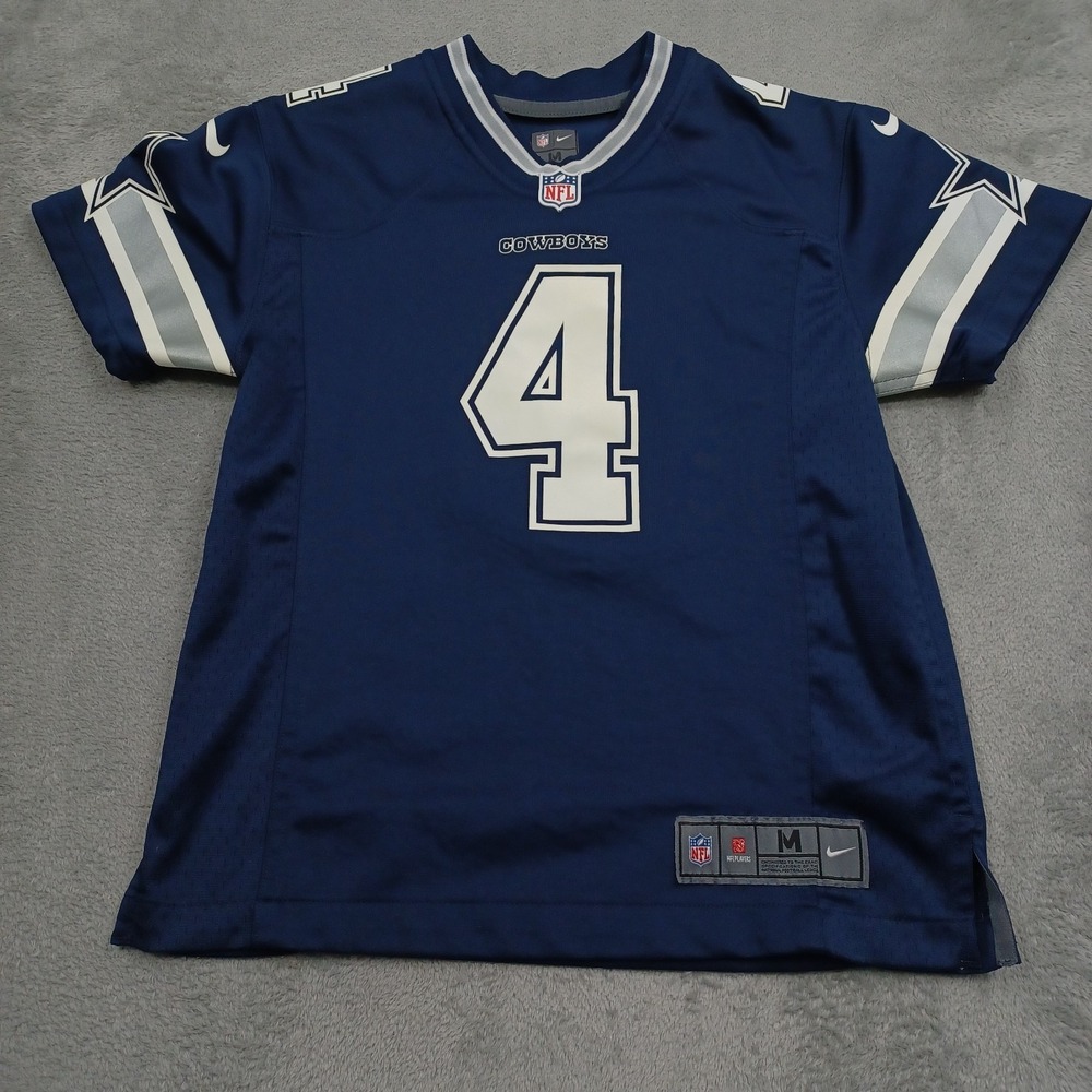 Dallas Cowboys Jersey Boys Medium Blue Nike On Field Dak Prescott NFL Football